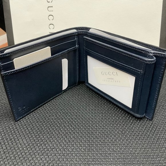 New Authentic Gucci Men's Black Leather Wallet with ID Window Limited Edition - Picture 2 of 7